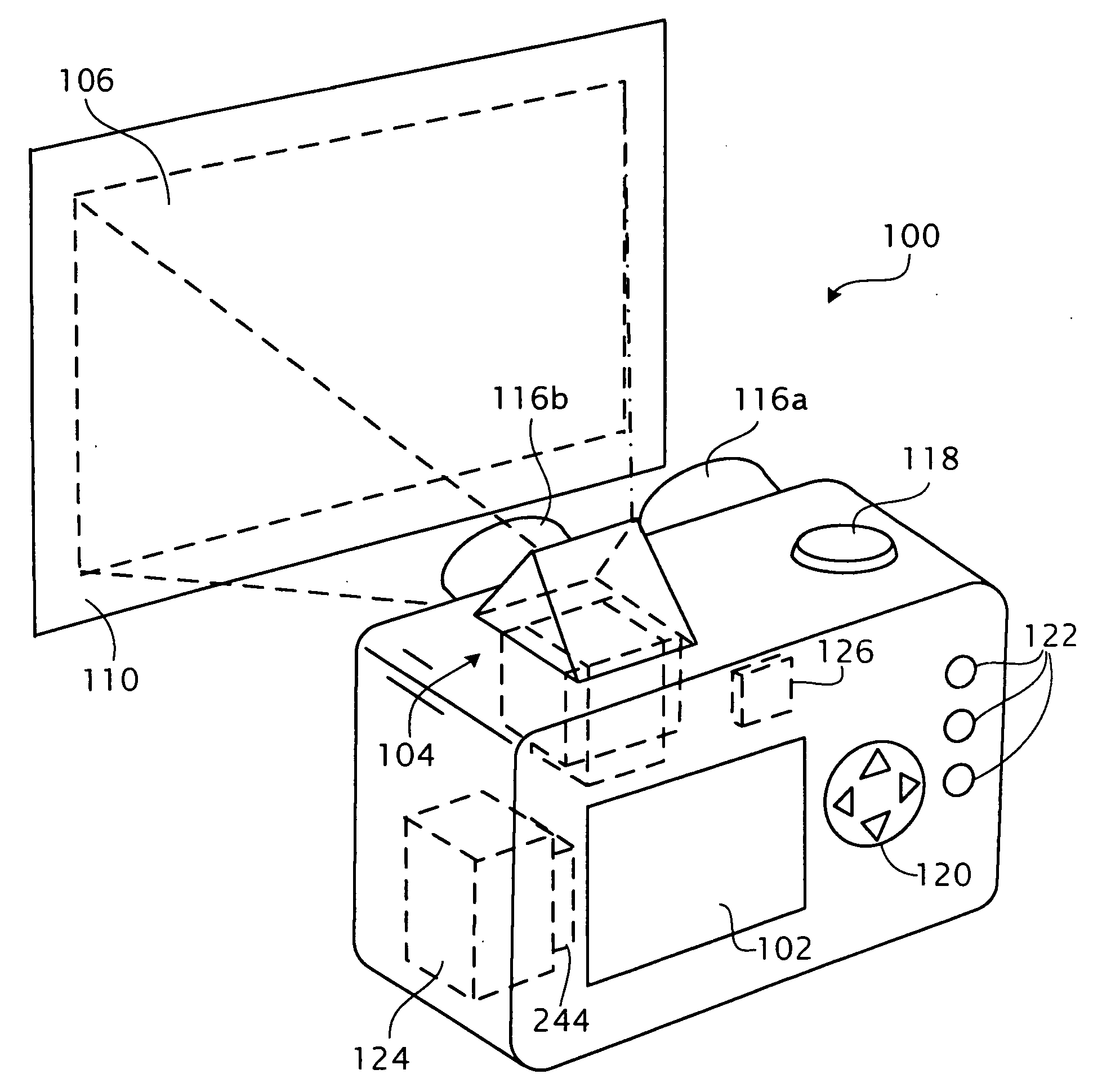 Portable electronic device having built-in projector