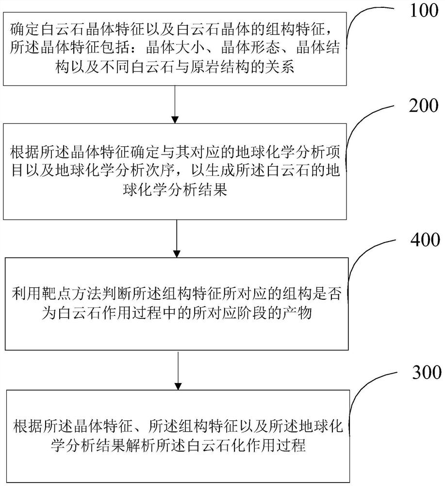 Method and device for identifying dolomite petrifaction action process