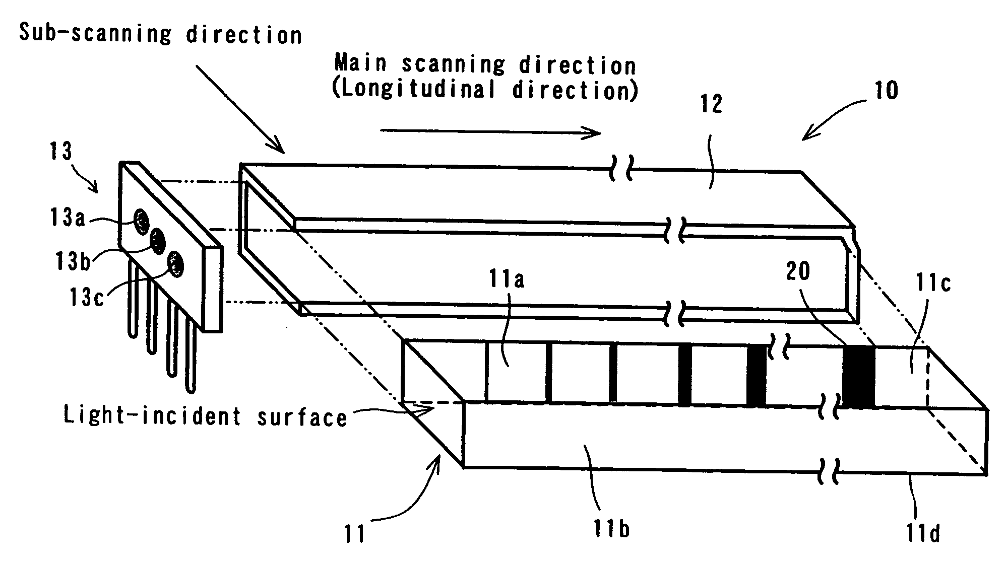 Line-illuminating device and image sensor