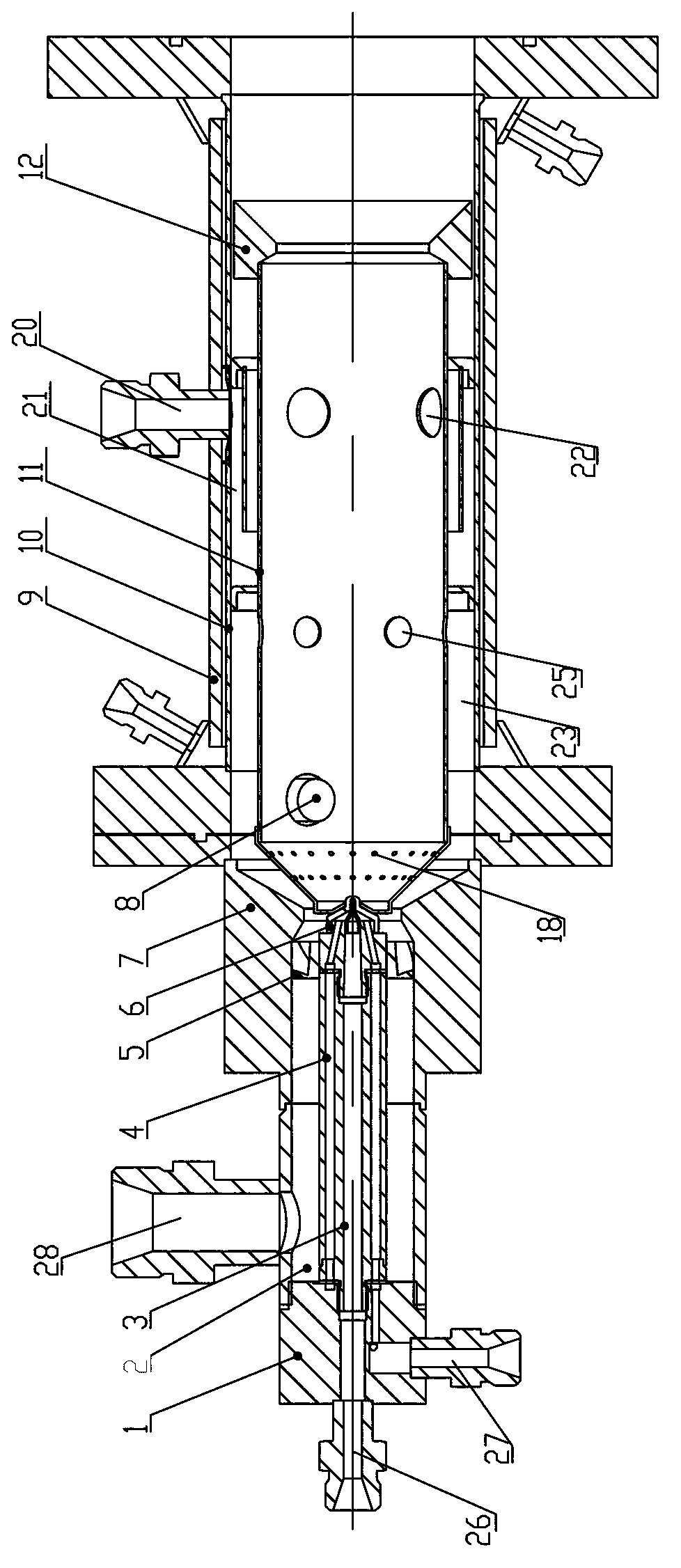 Low-flow, high-mixing ratio and stepless regulation gas-liquid mixing gas generator