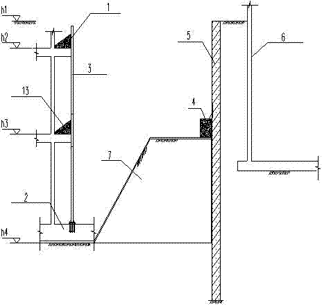 Construction method of deep foundation pit close to building and adopting underground structure as internal support