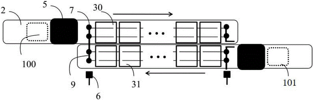 Series welding device for solar photovoltaic cells and series welding method