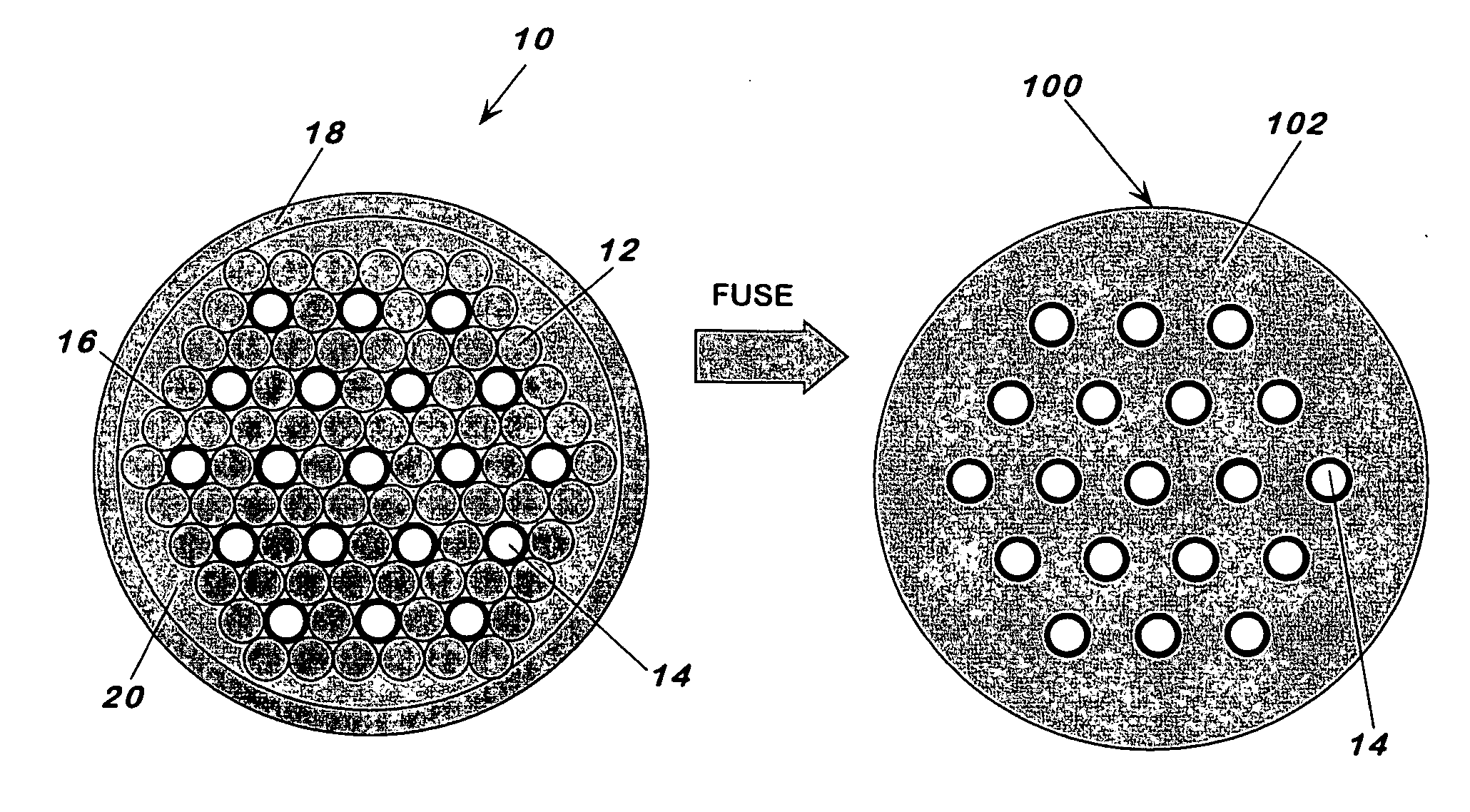 Fused array preform fabrication of holey optical fibers