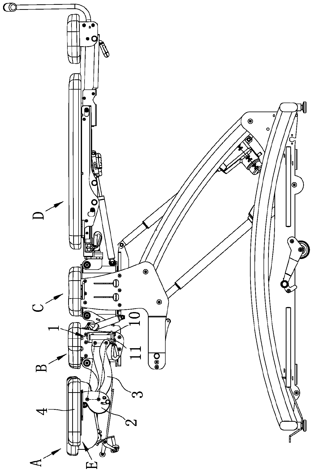 Arm supporting structure for medical diagnosis and treatment bed