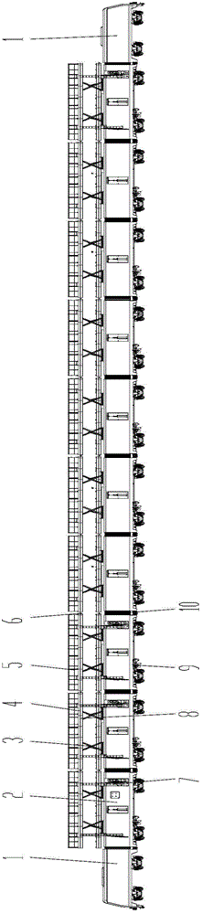 Through operation platform for railway engineering truck