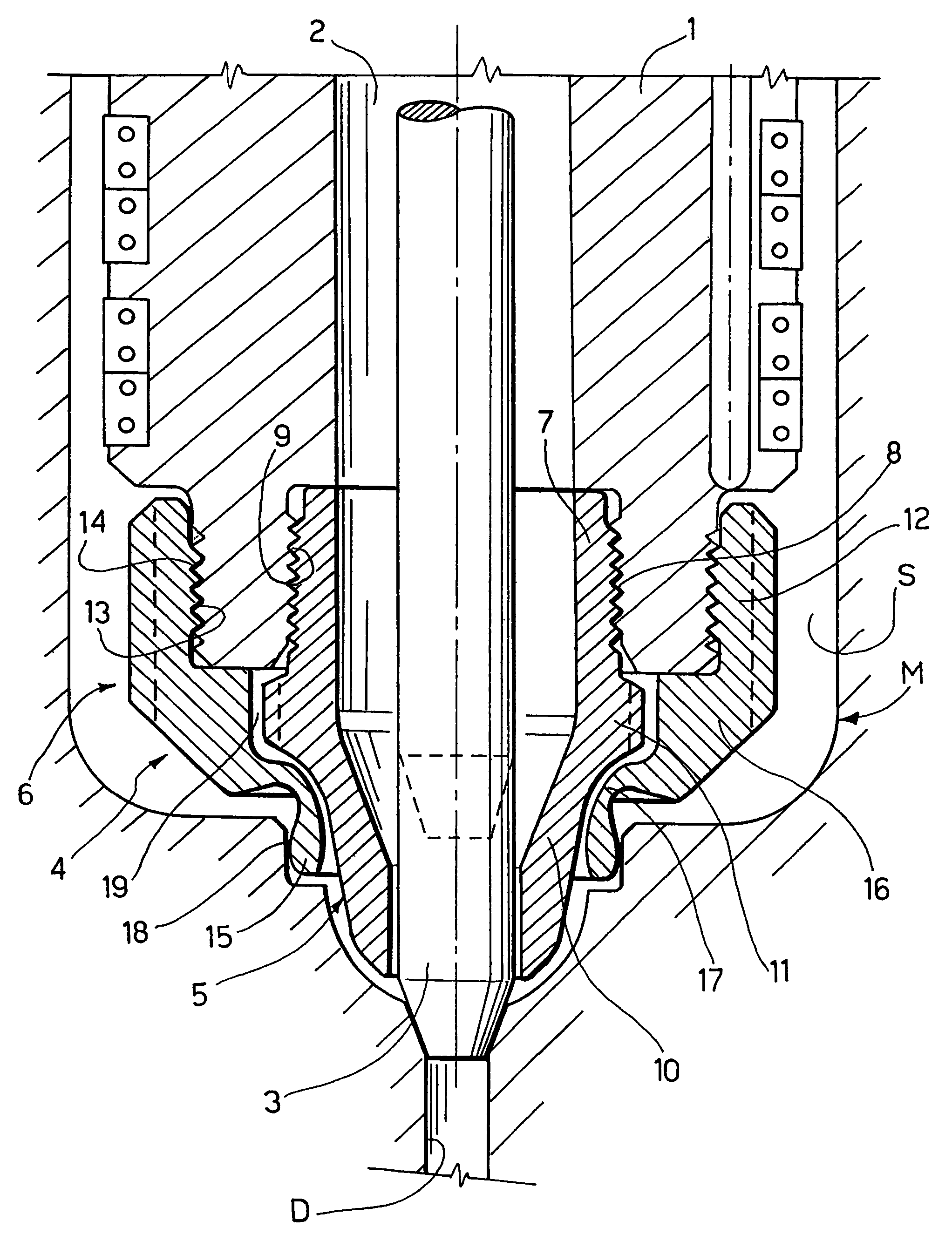 Injection nozzle for plastic injection moulding equipment