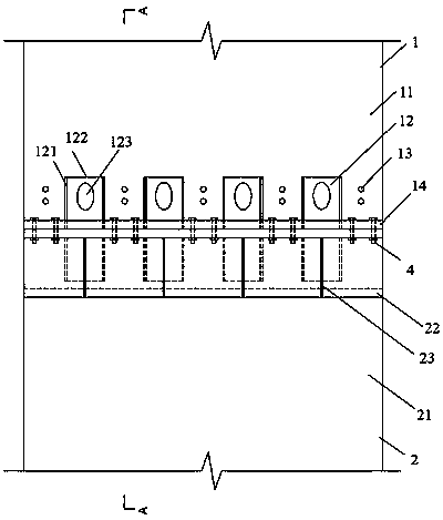 Bolting plug-in vertical prefabricated shear wall and superimposed sheet joint structure and construction method thereof