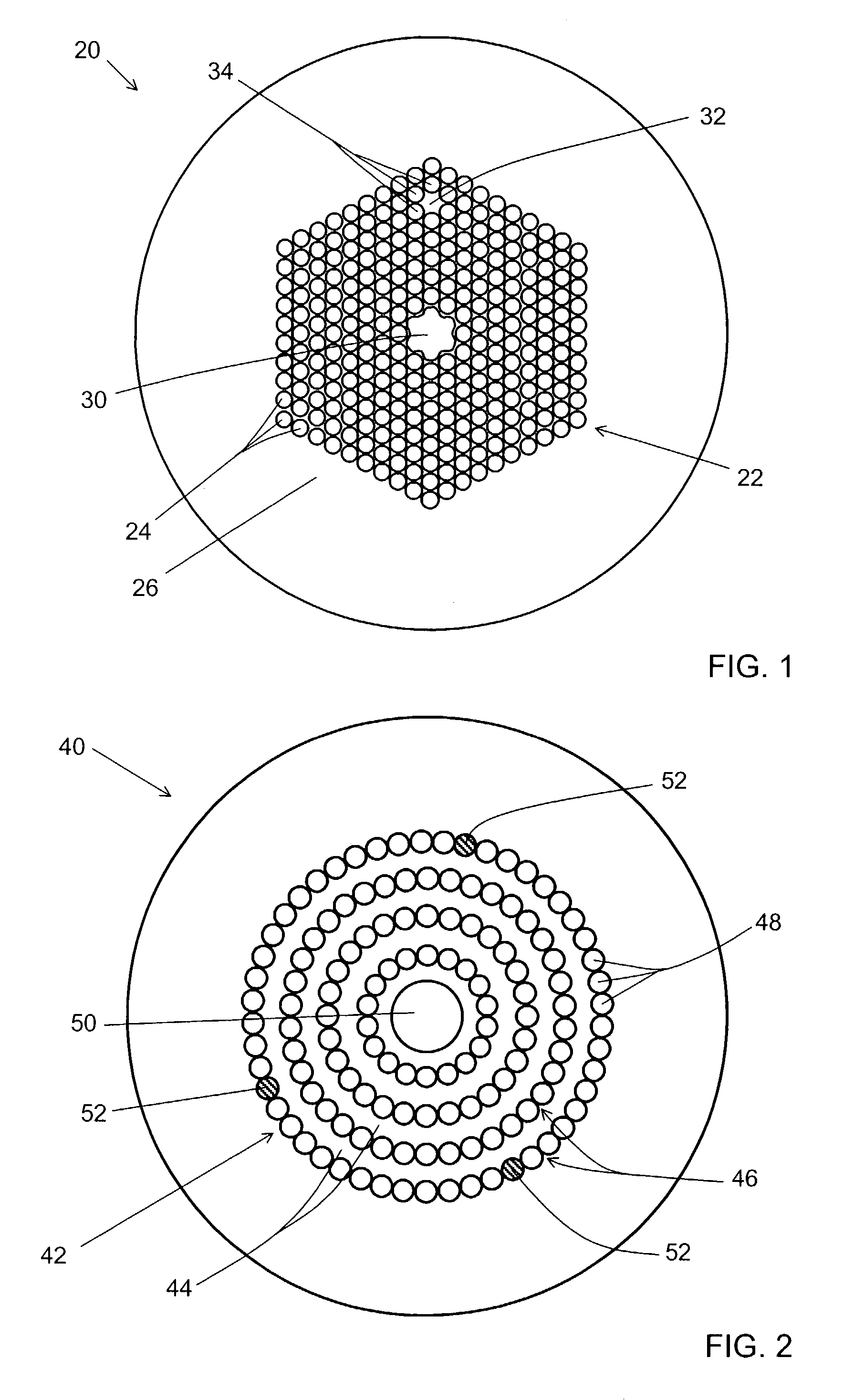 Multiple core microstructured optical fibers and methods using said fibers