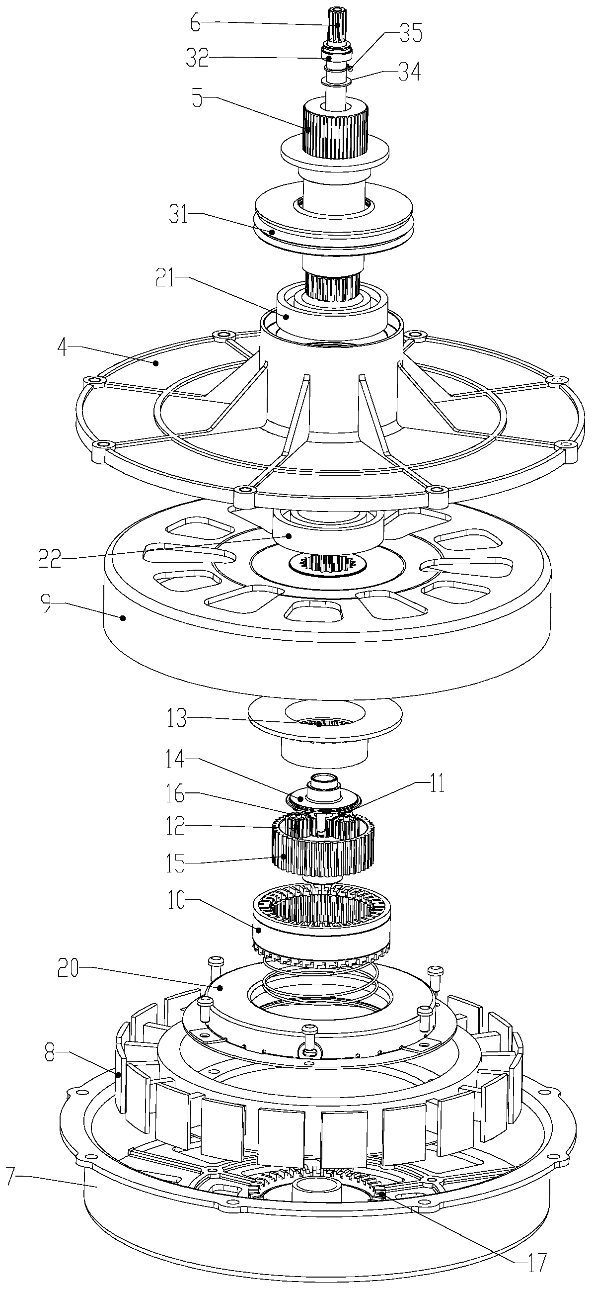 Drive system of drum washing machine and drum washing machine