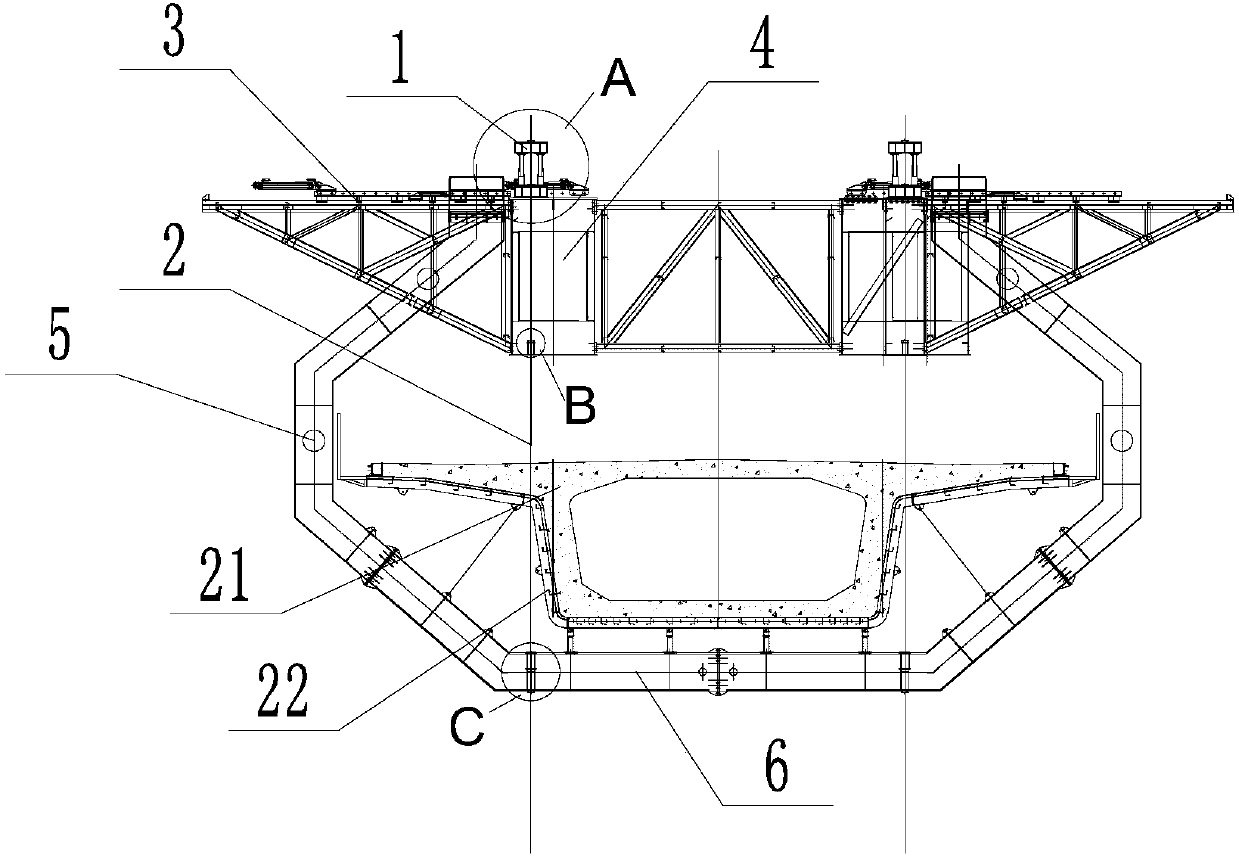 Hanging system for mould overall removing of upgoing type movable formwork