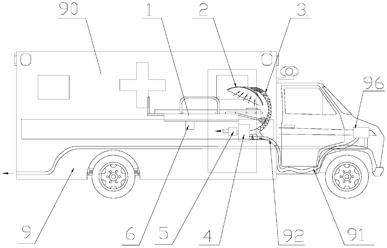 Vehicle-mounted negative pressure gas collection and disinfection system