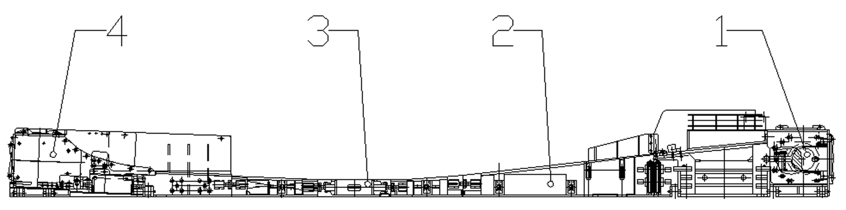 Crossed side dump type rear scraper conveyer