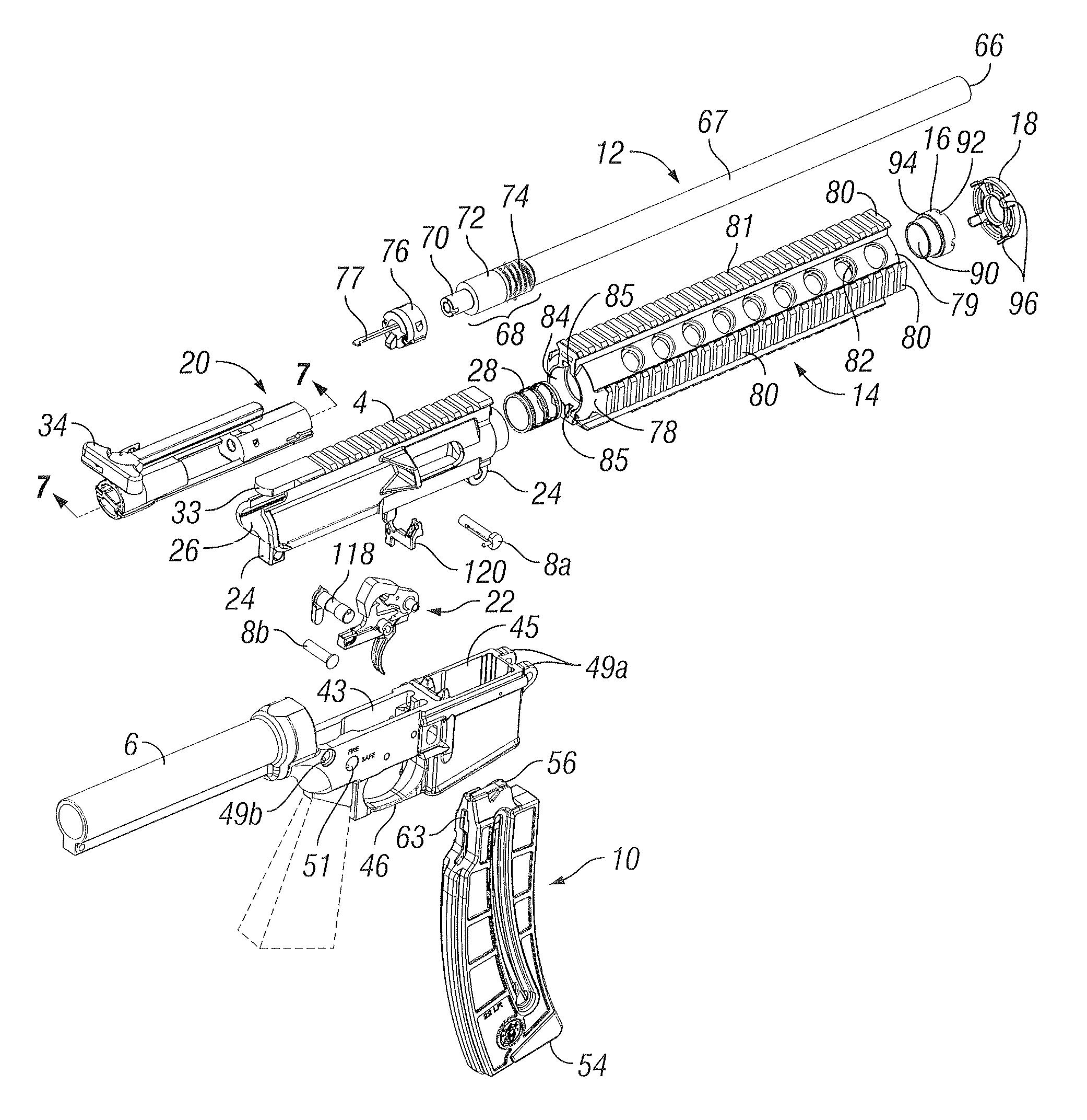 Lightweight, low cost semi-automatic rifle