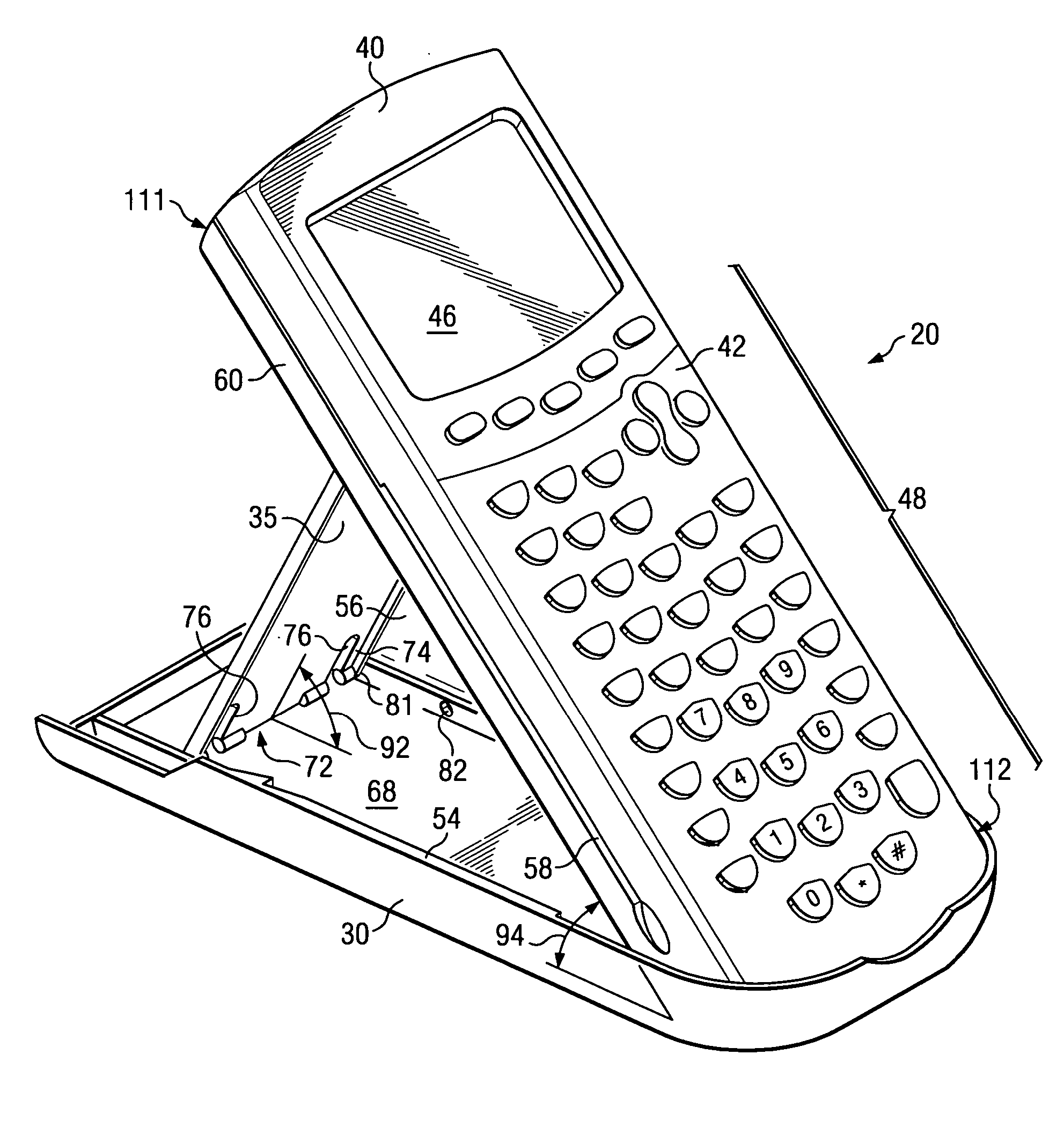 Slide case with pivotable stand member for handheld computing device