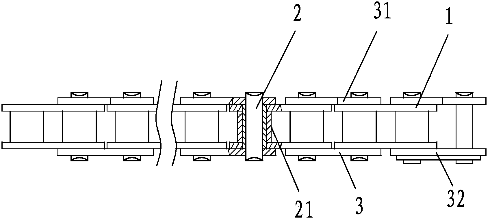 Chain special for conveying wood