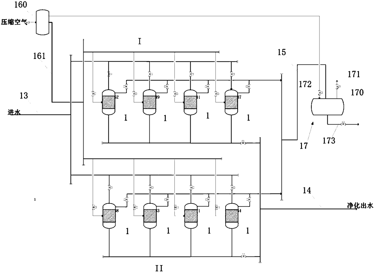 Static bed filtering and purifying system and fluid filtering and purifying method