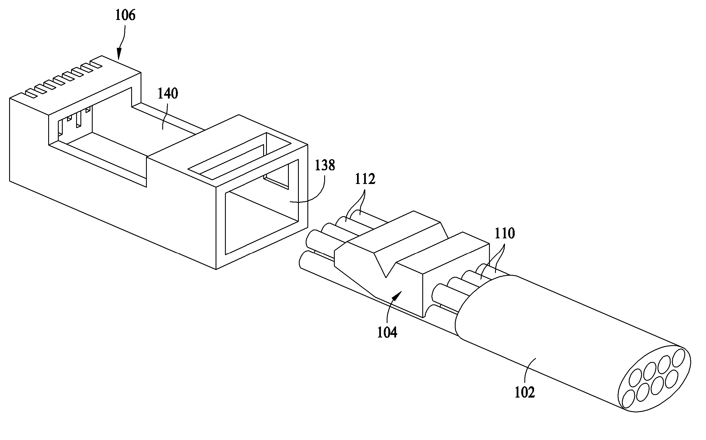 Cable connector assembly with wire termination guide