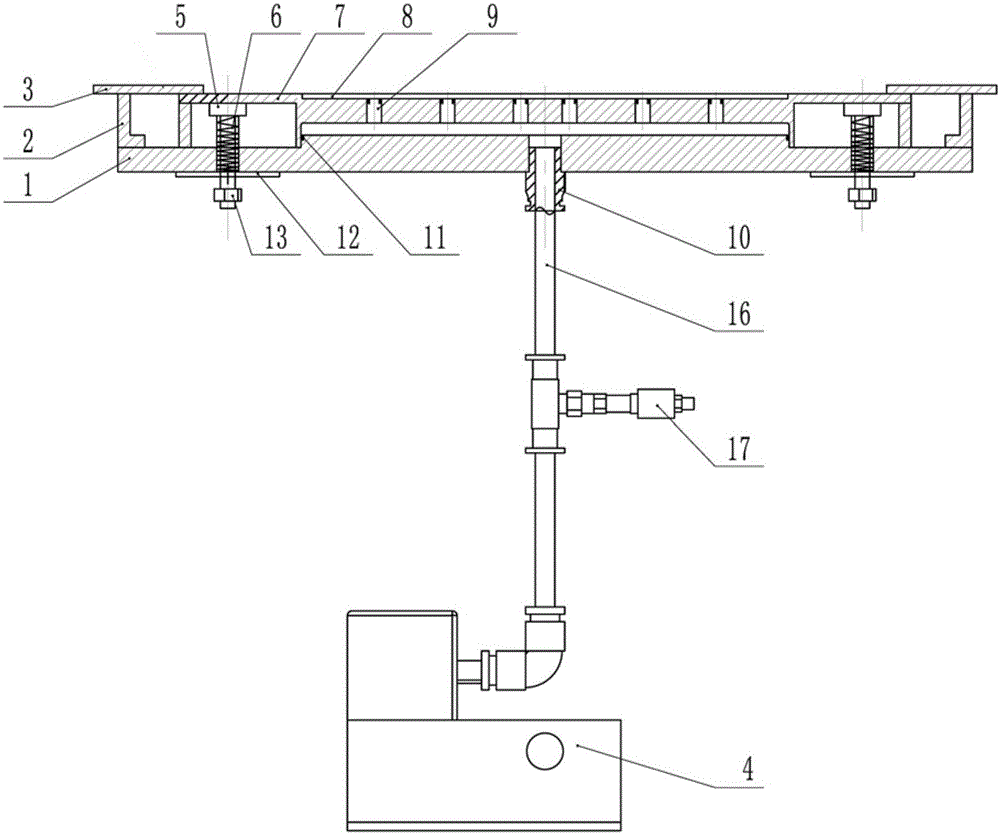 Automatic adjustment device for vacuum clamp for polishing workpieces