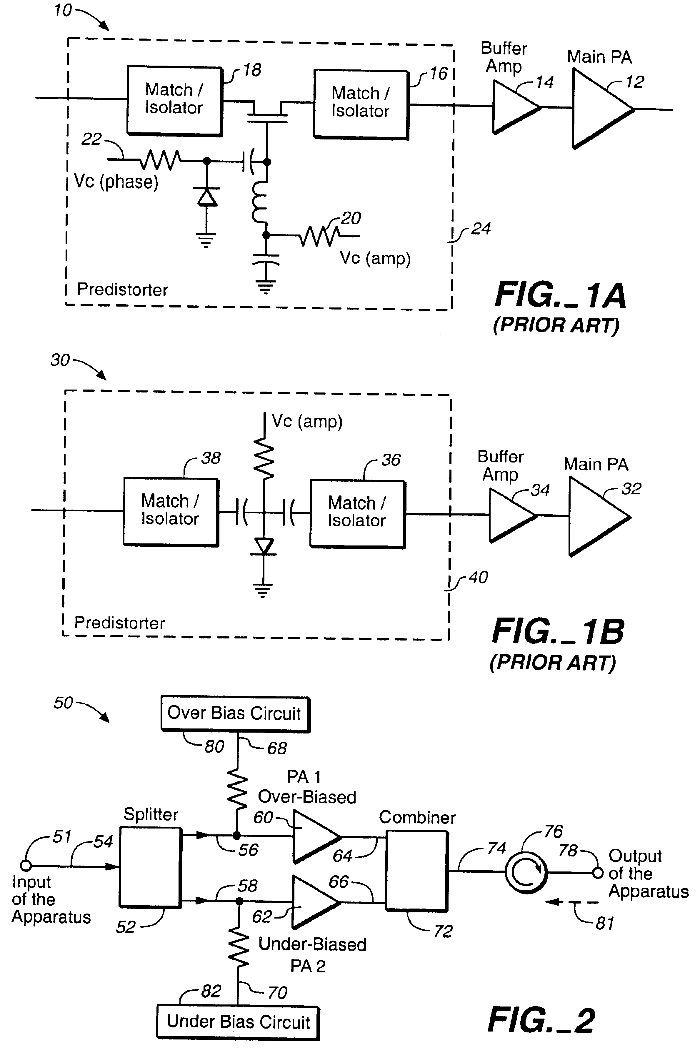 Distortion cancellation for RF amplifiers using complementary biasing circuitry