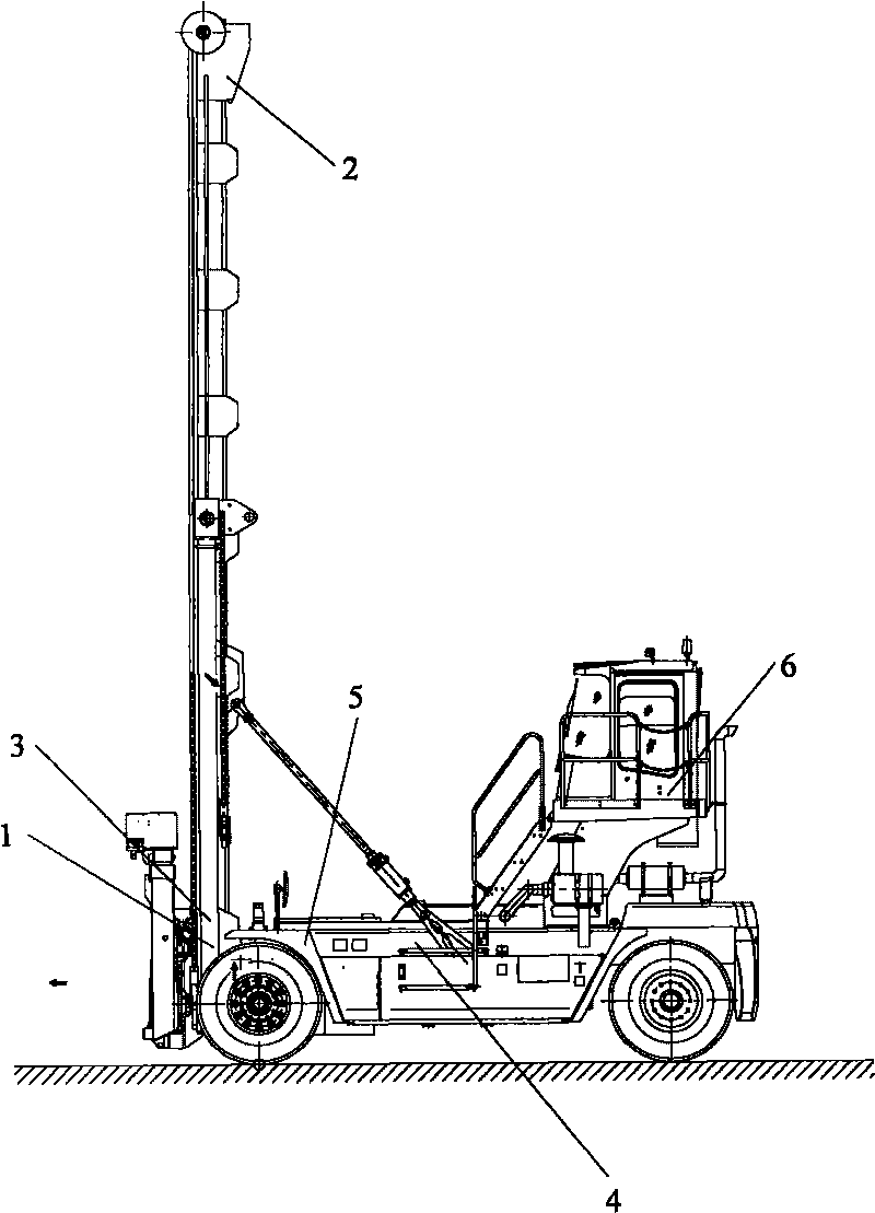 Dynamic front roll-over protection method and system of stacking machine and stacking machine with system