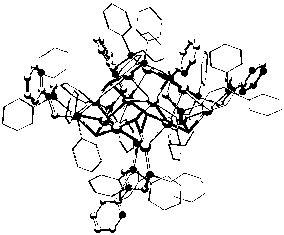 14-core gold phosphine sulfur cluster compound as well as preparation method and application thereof