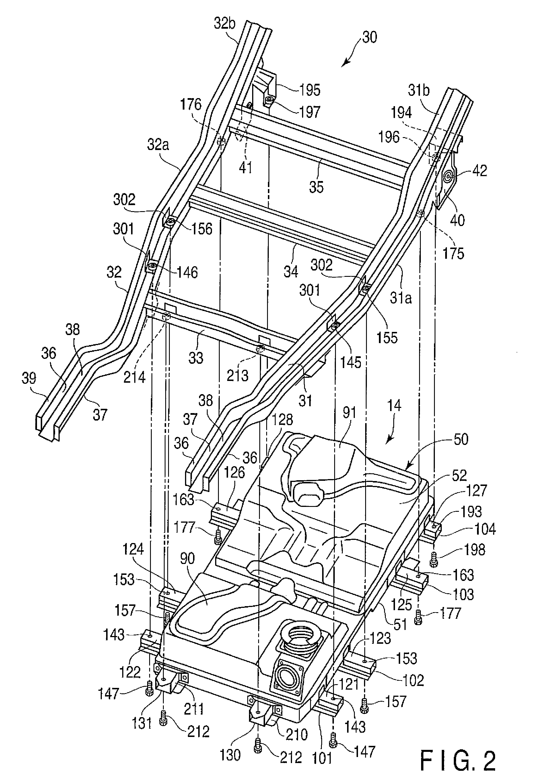 Battery unit mounting structure for electric vehicle