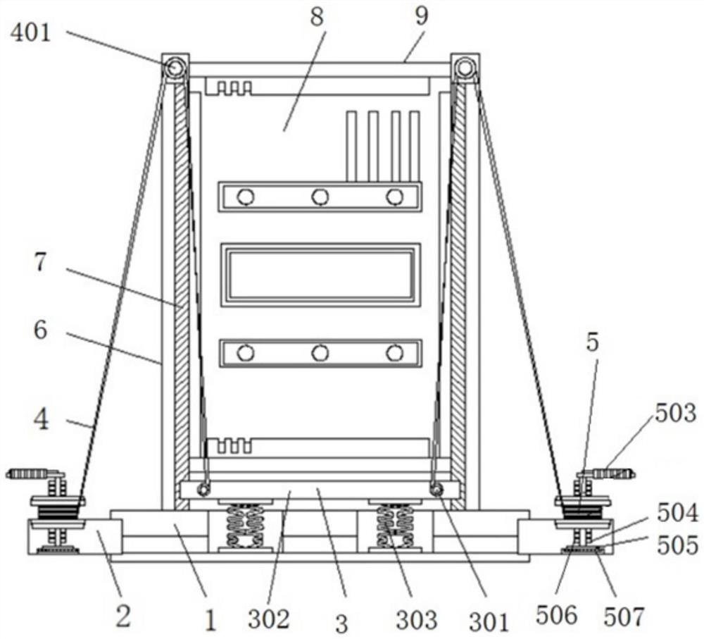 A device for adjusting the height of the main chassis