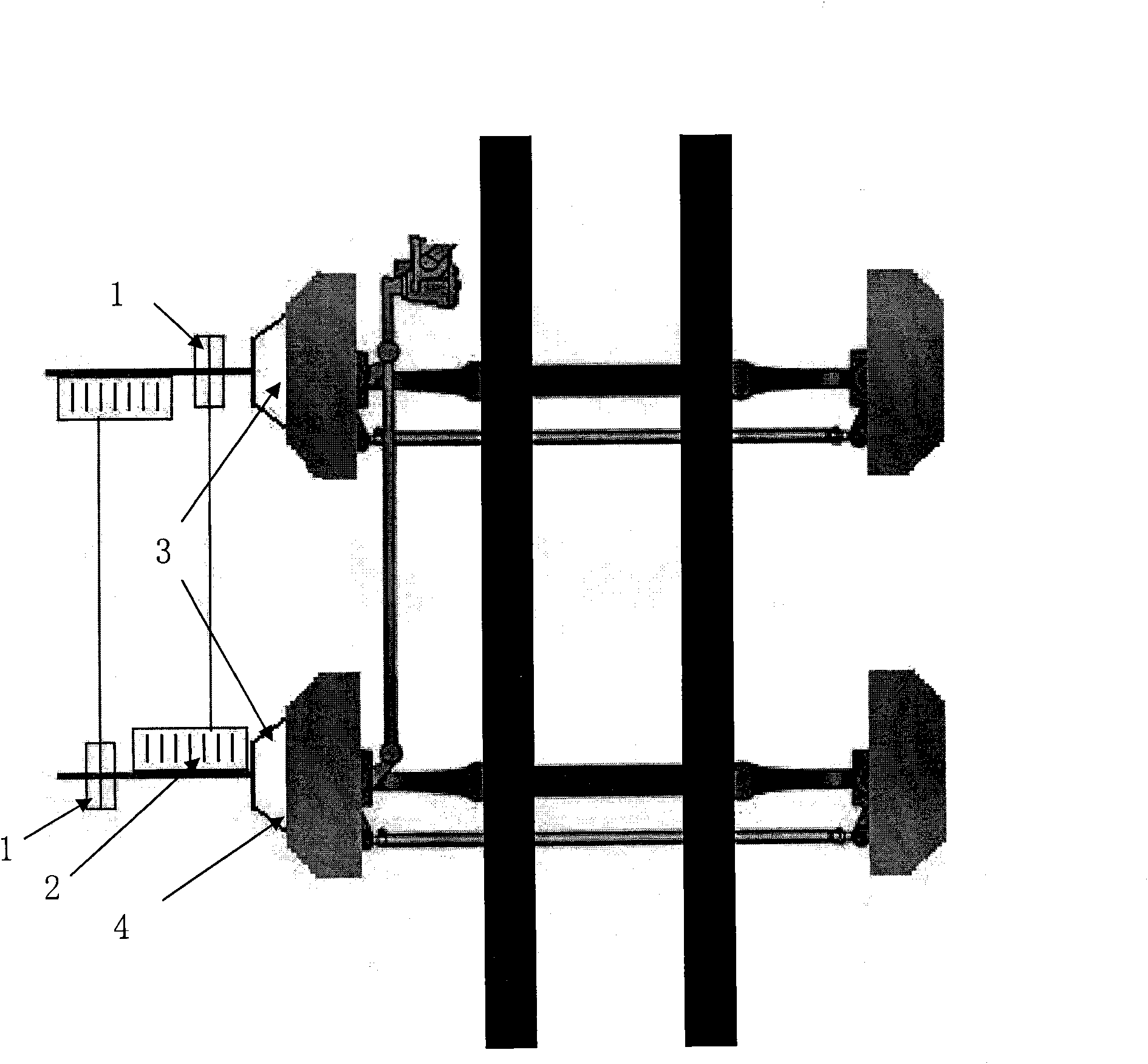 Dual-front axle wheel axle parallel position adjustment method