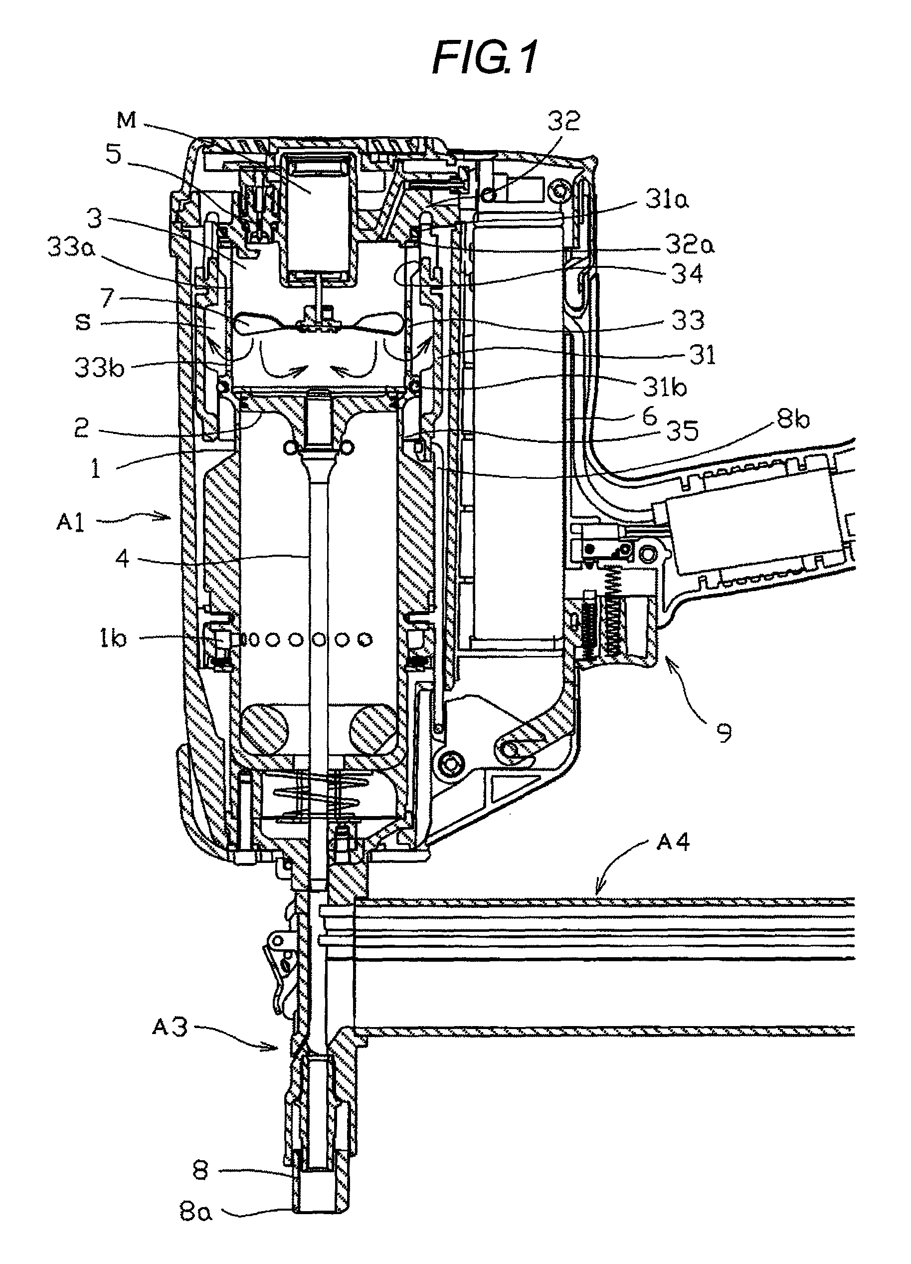 Gas internal combustion type nailing machine