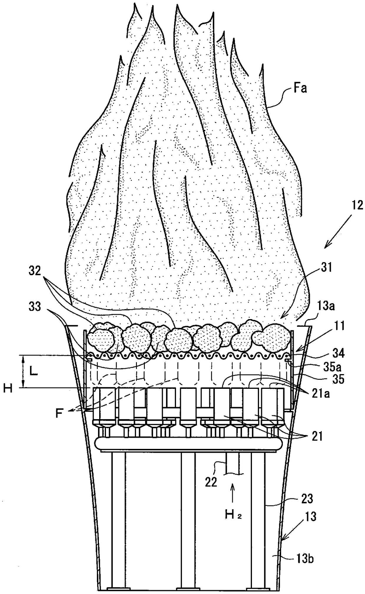 Hydrogen-flame coloring device