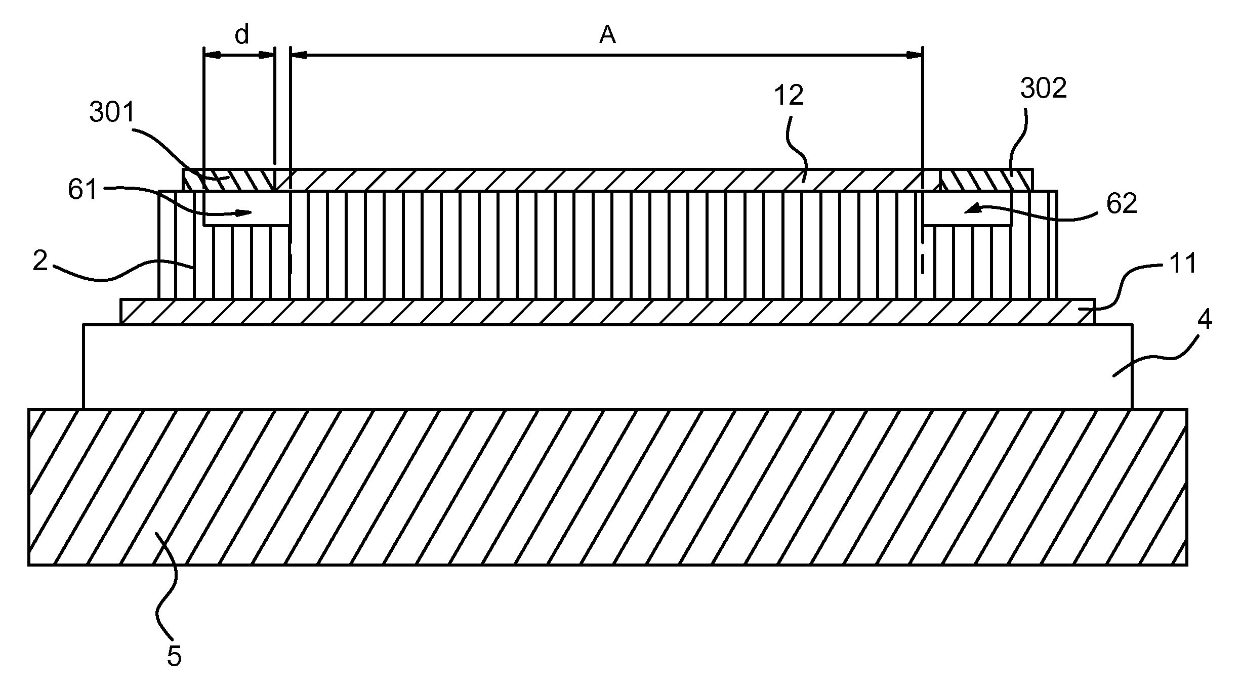 Piezoelectric resonator structure having an interference structure