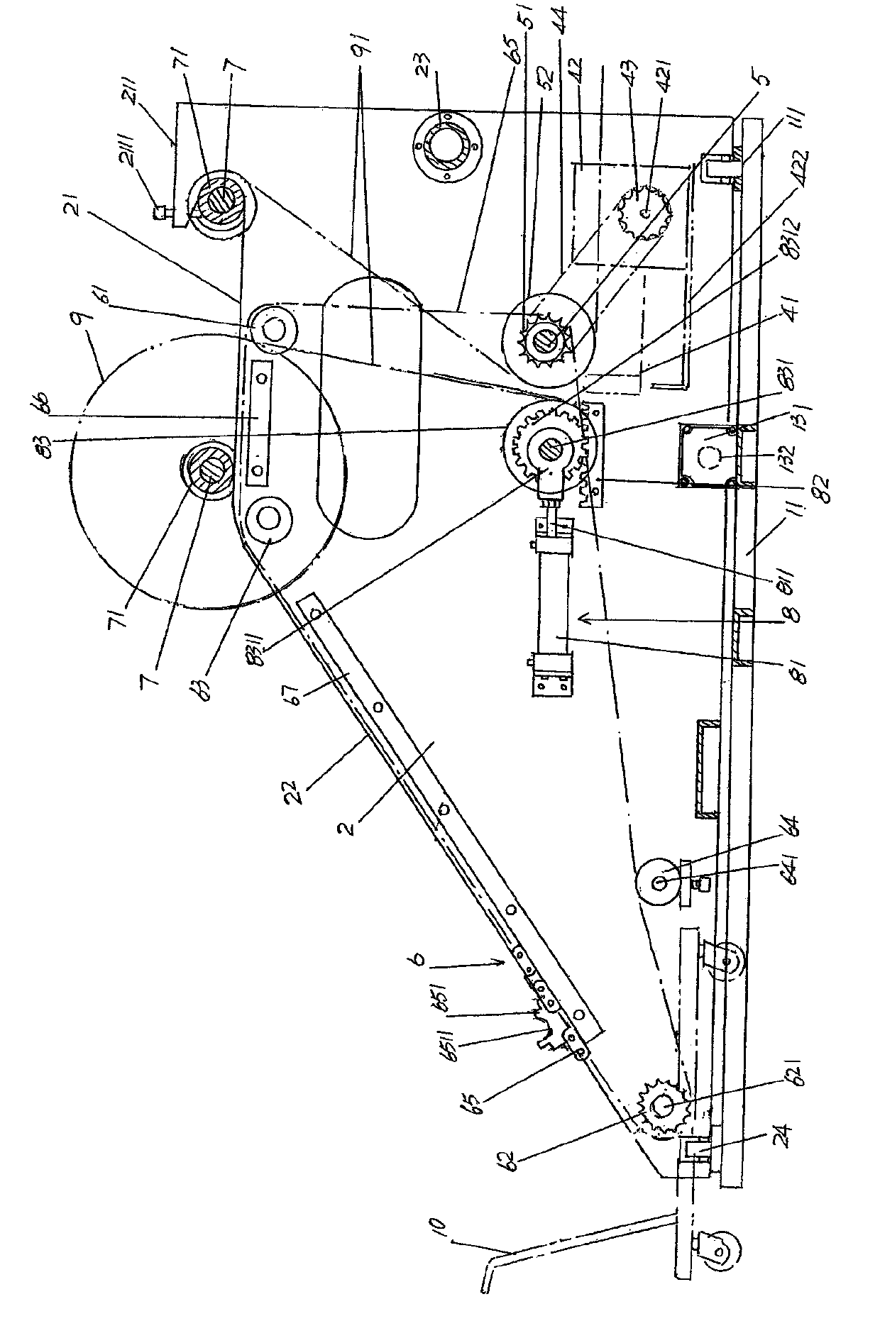 Feed lifting device of roll-dividing machine