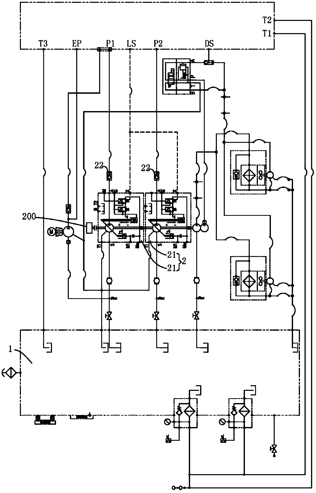 Crane hydraulic system and working method