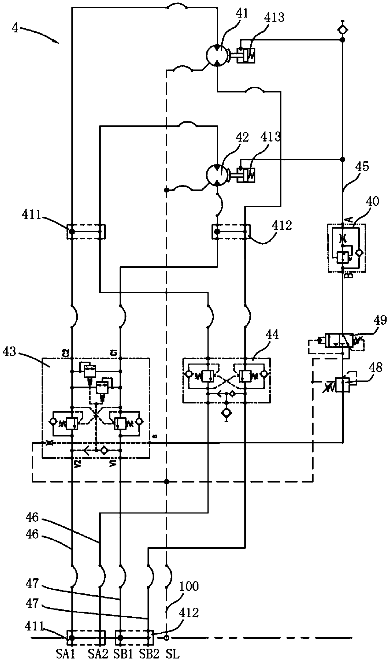 Crane hydraulic system and working method