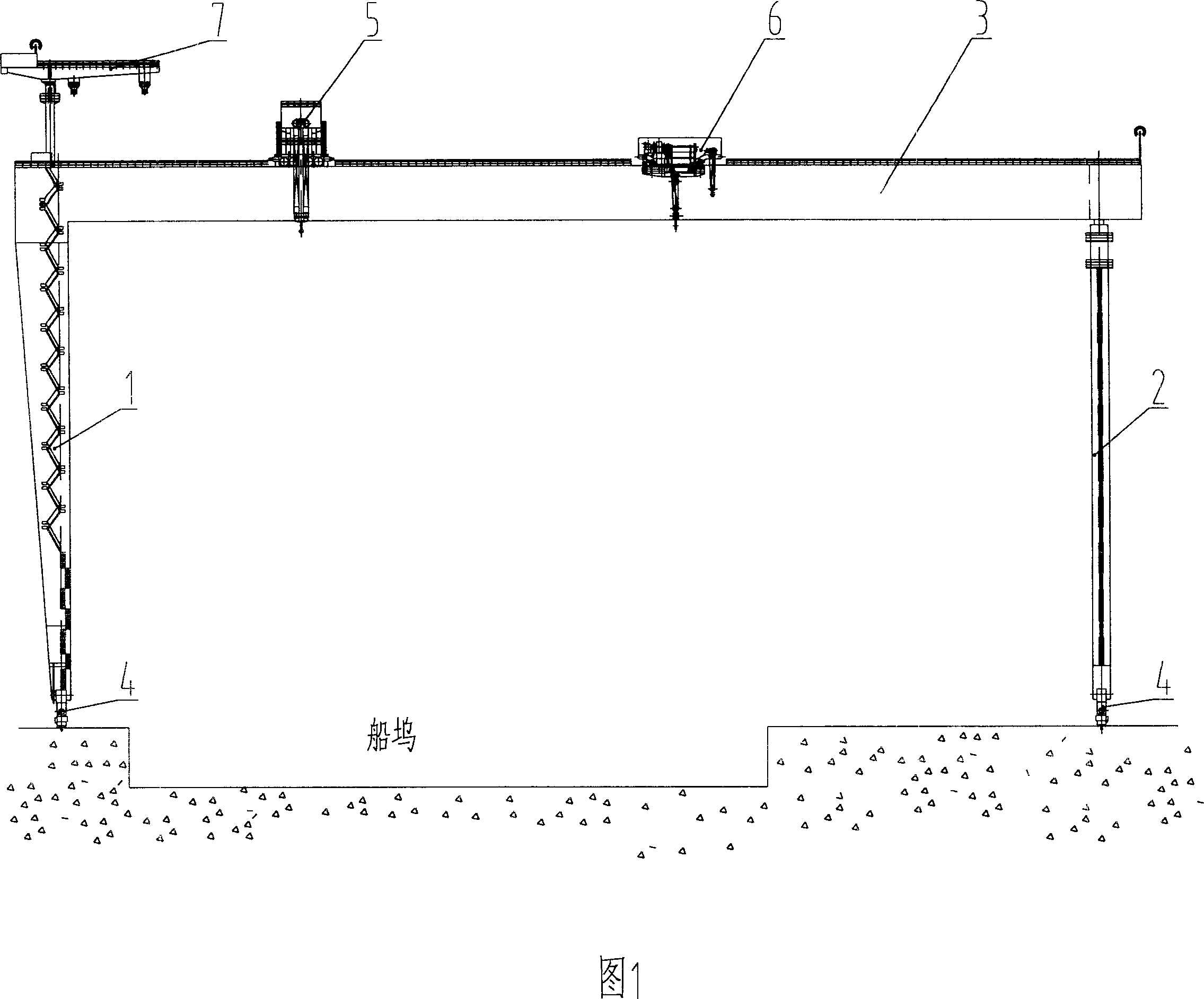 Method and apparatus for assembly of portal crane in shipbuilding