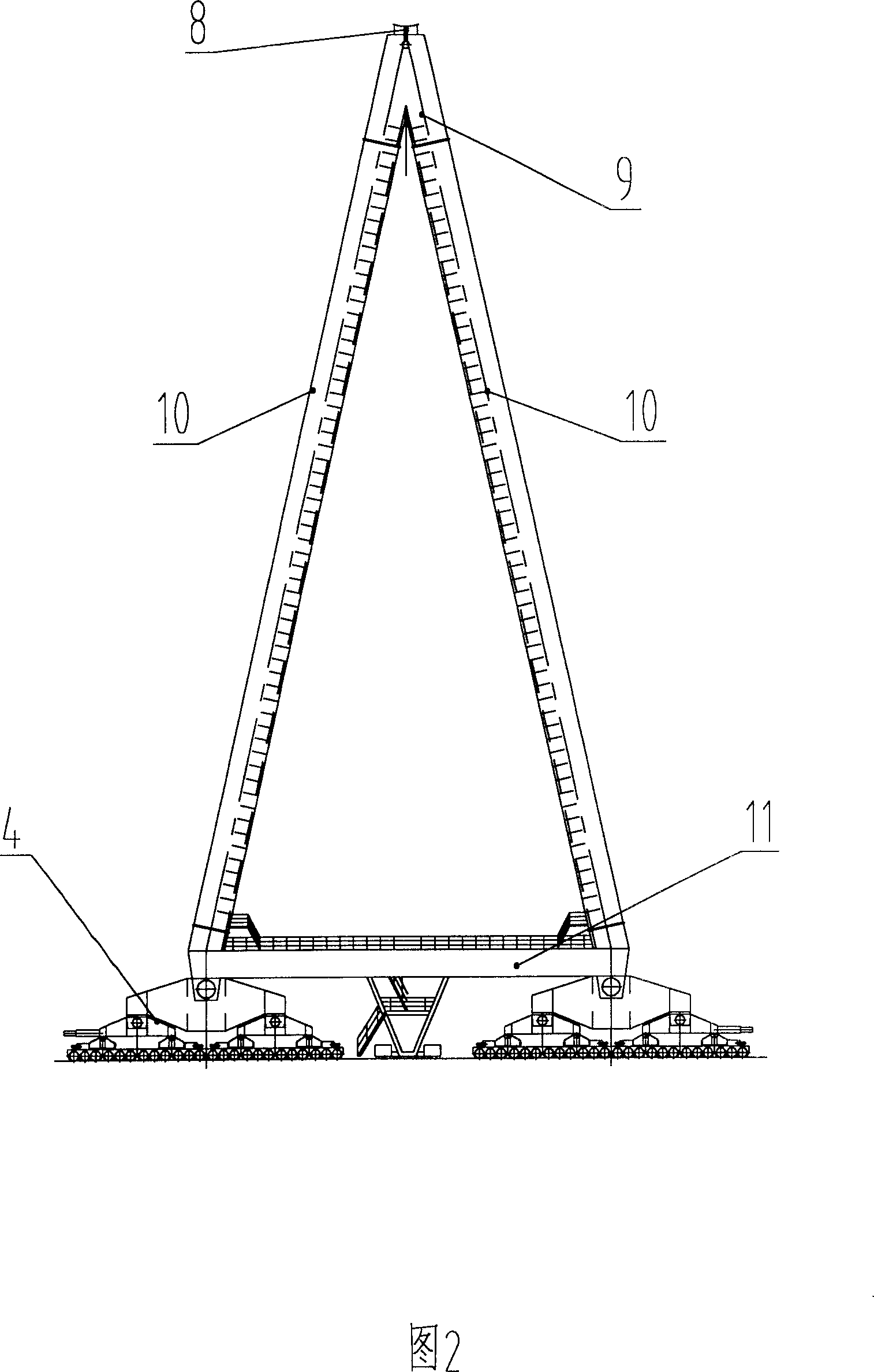 Method and apparatus for assembly of portal crane in shipbuilding