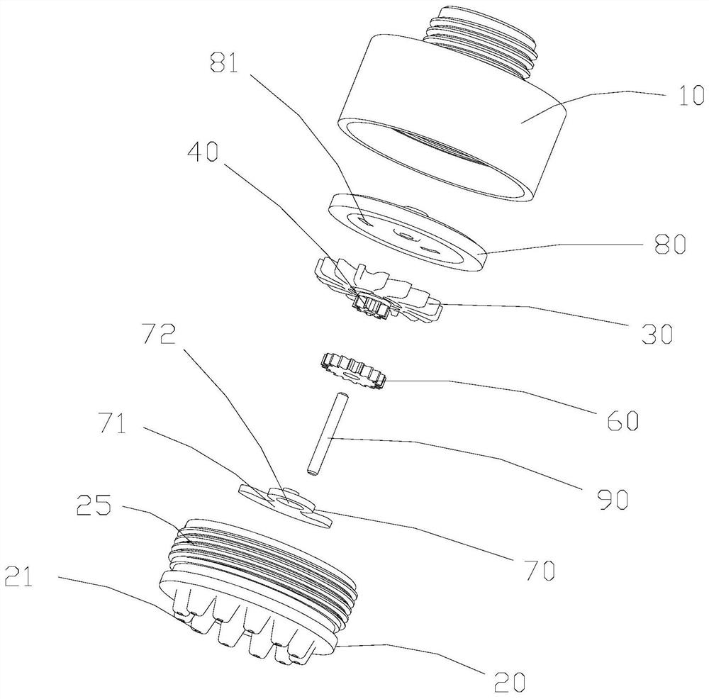 Low-speed massage water outlet assembly