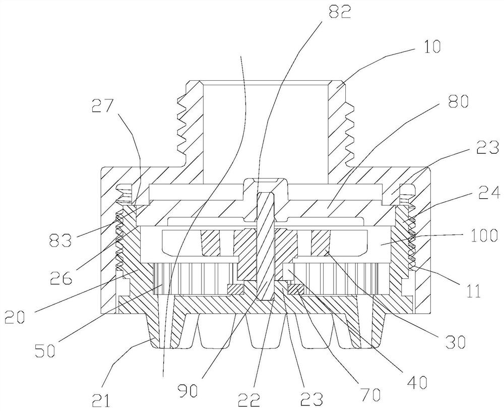 Low-speed massage water outlet assembly