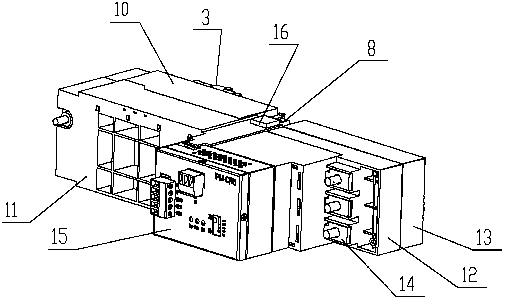 Modularized micro breaking switch feeder line measuring and control device