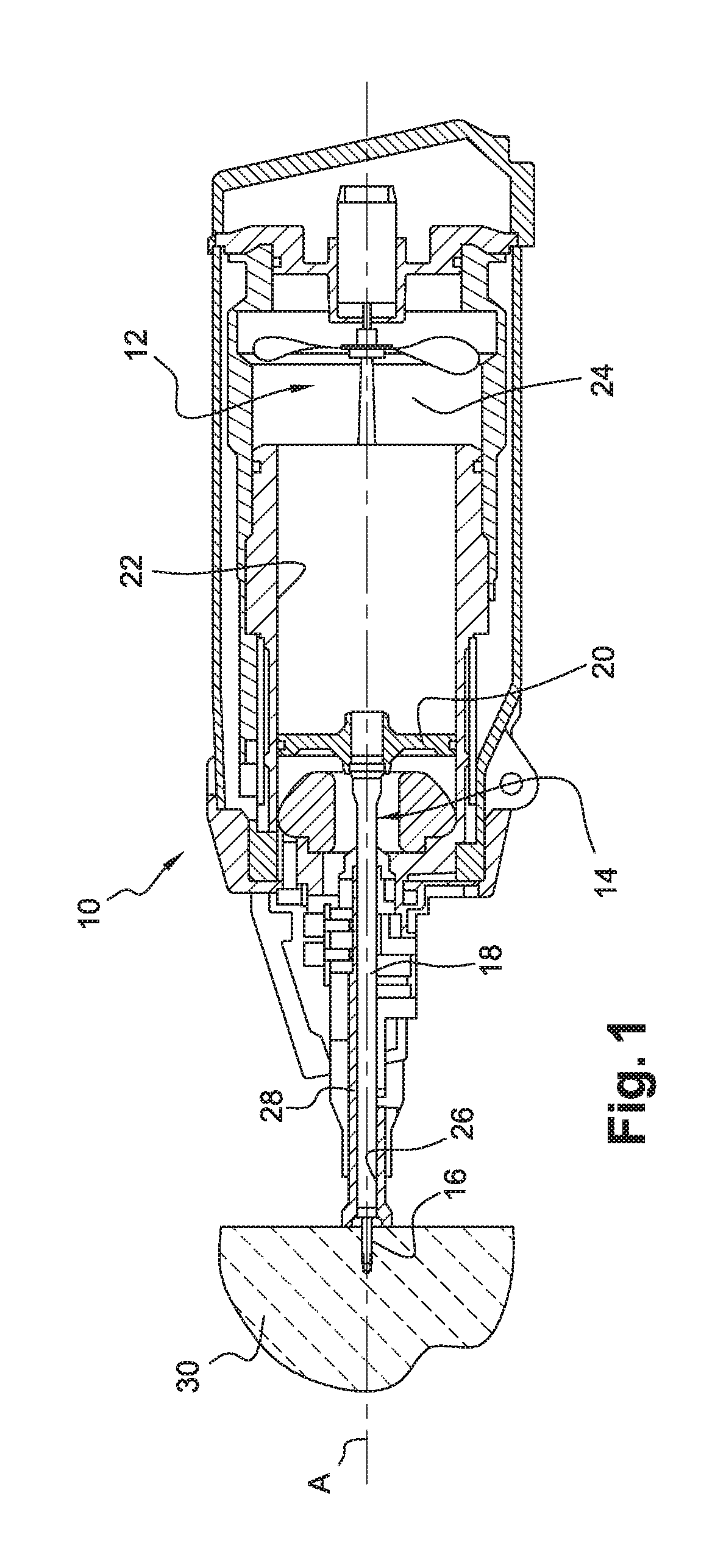 Indirect firing fastening tool, a propelling member and a fastener supporting such member for the tool, and a setting method for a fastener