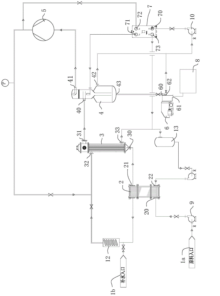 Industrial grade energy-saving and water-saving type MVR (mechanical vapor recompression) continuous evaporative crystallization system