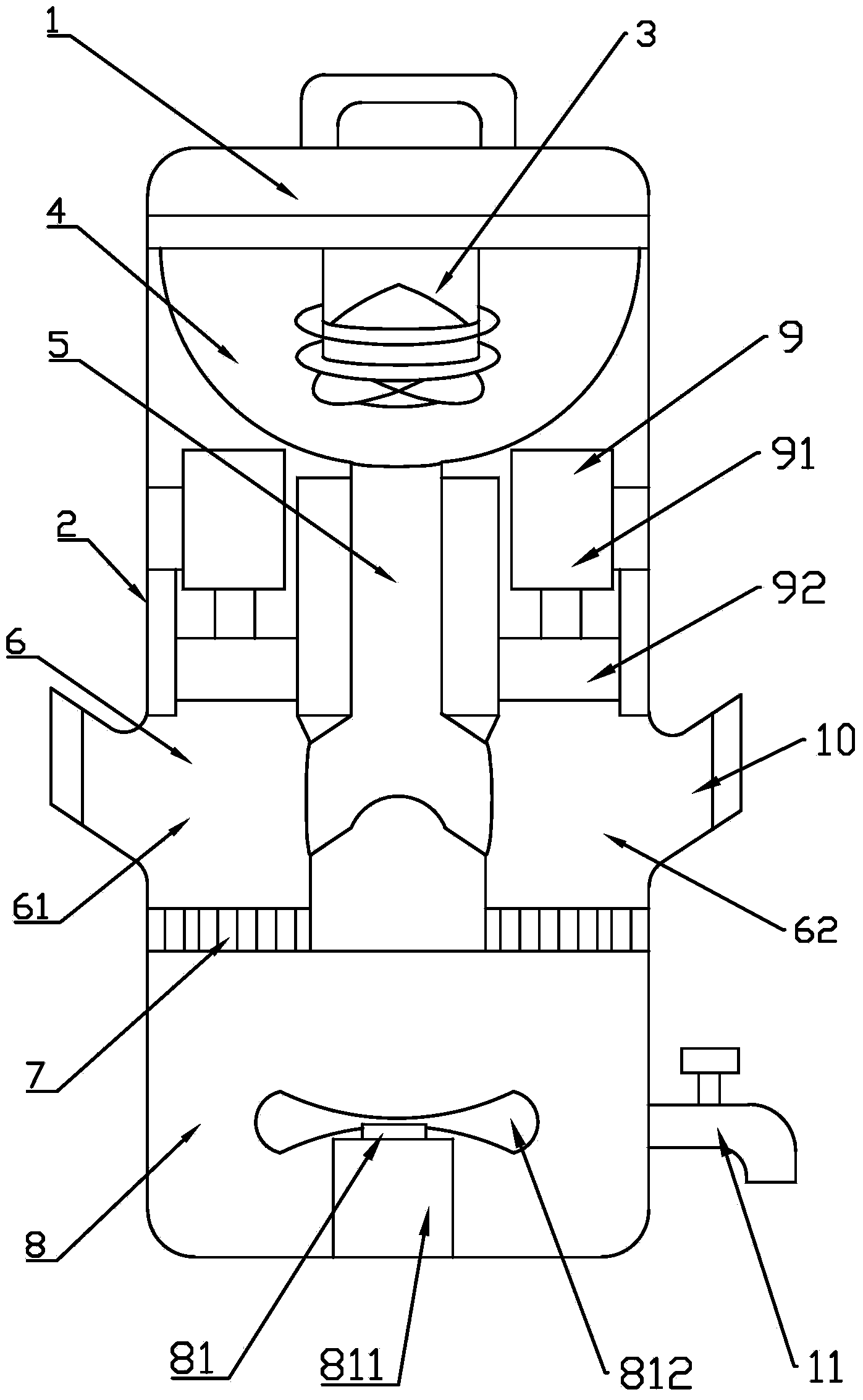 Rubbing squeezing all-in-one machine with mixing function