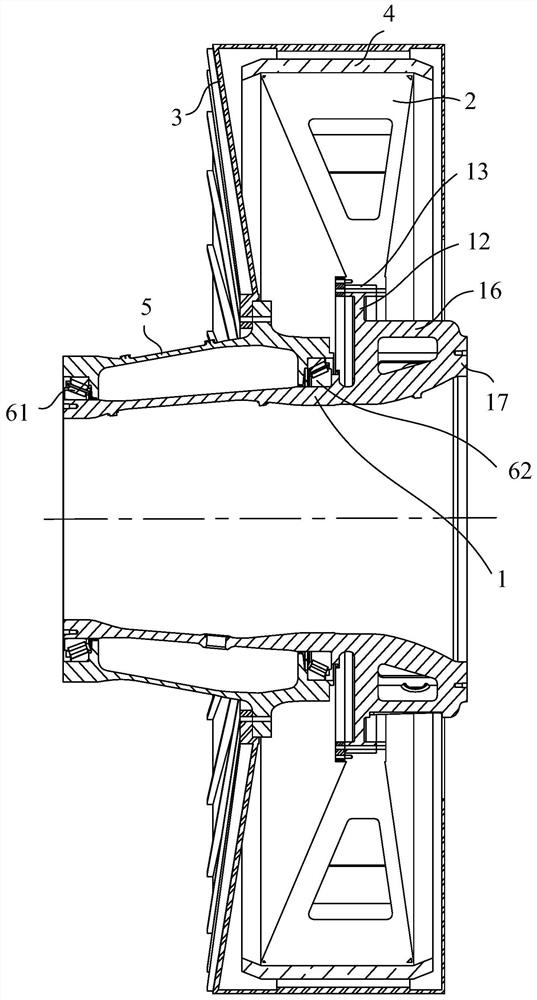Fixing shaft of generator and wind driven generator comprising same