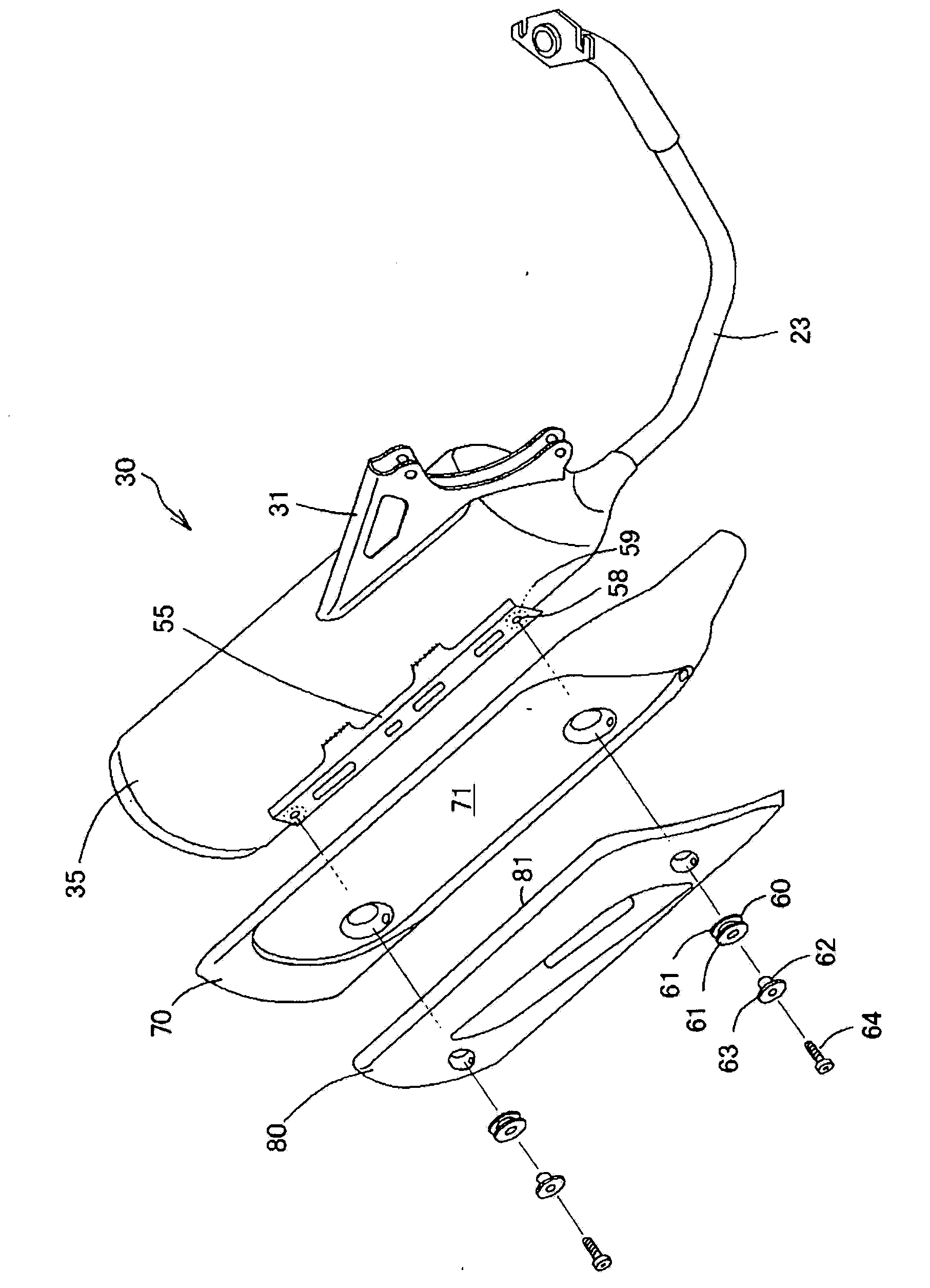 Muffler unit for saddle-ride type vehicle