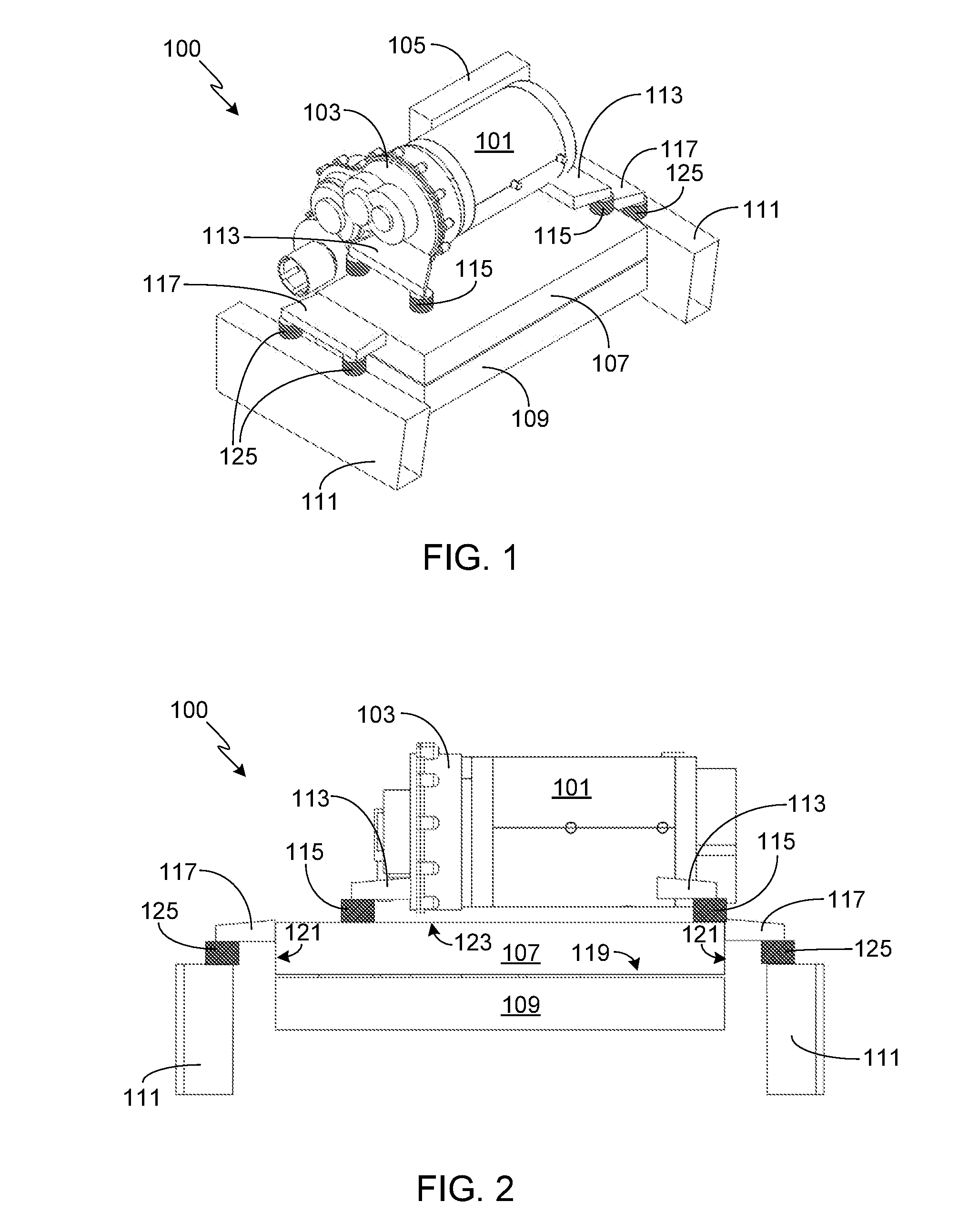 Compliantly Mounted Motor Assembly Utilizing Dual Levels of Vibration Isolation