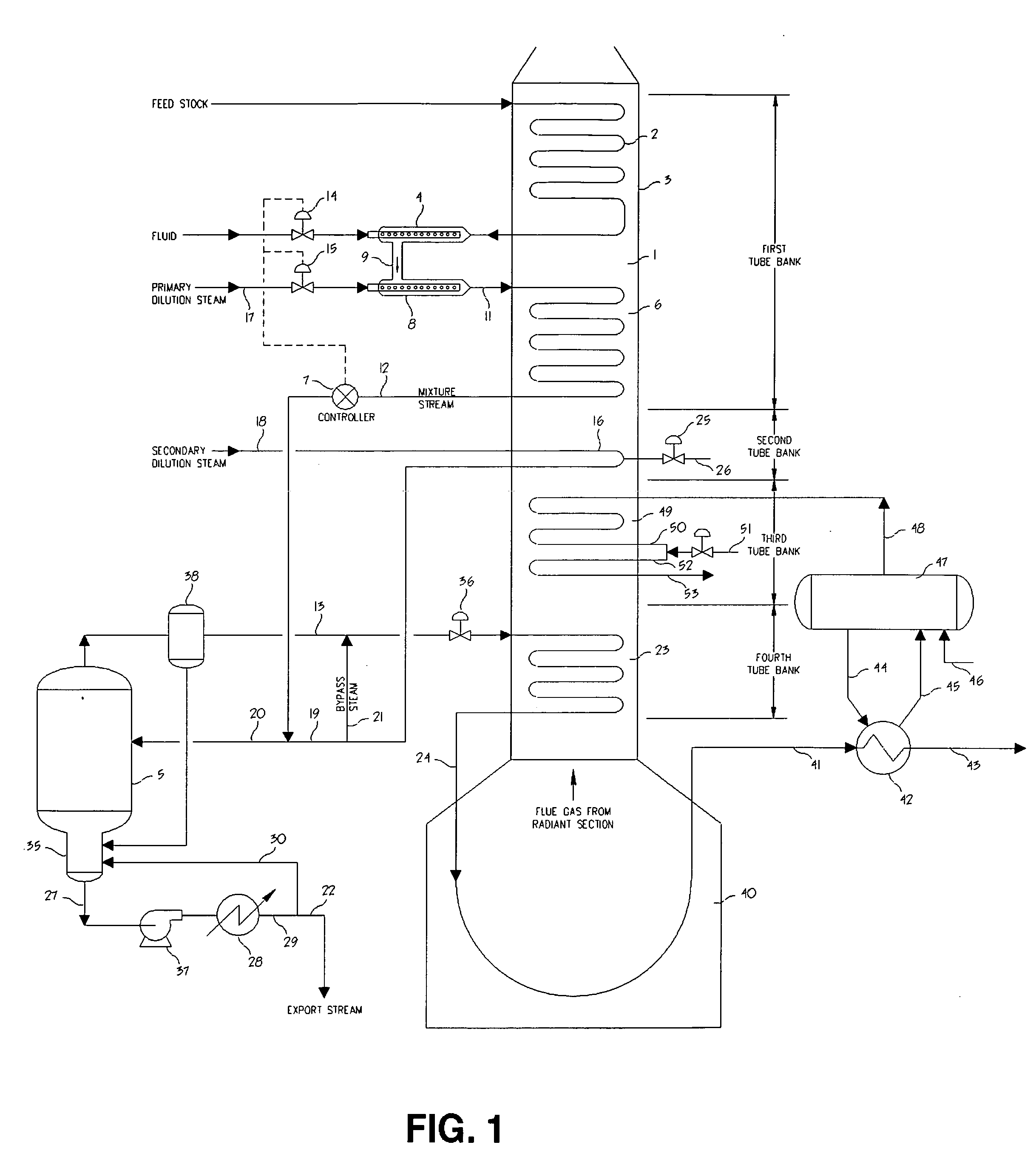 Process for steam cracking heavy hydrocarbon feedstocks