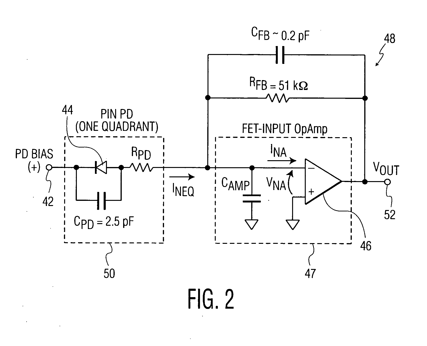 Low-noise large-area photoreceivers with low capacitance photodiodes