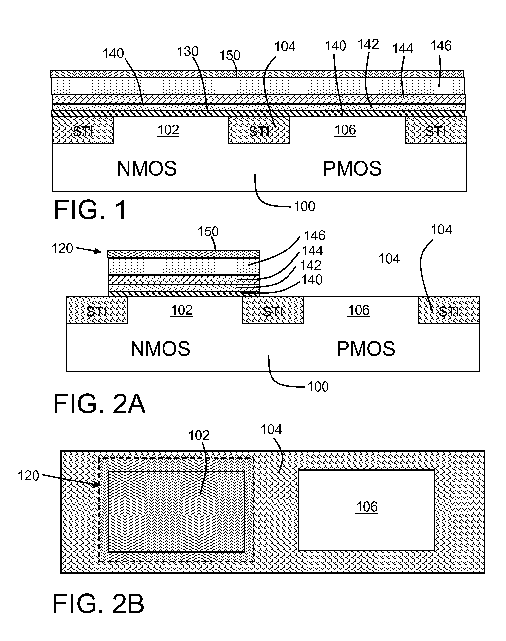 High-k dielectric and metal gate stack with minimal overlap with isolation region and related methods