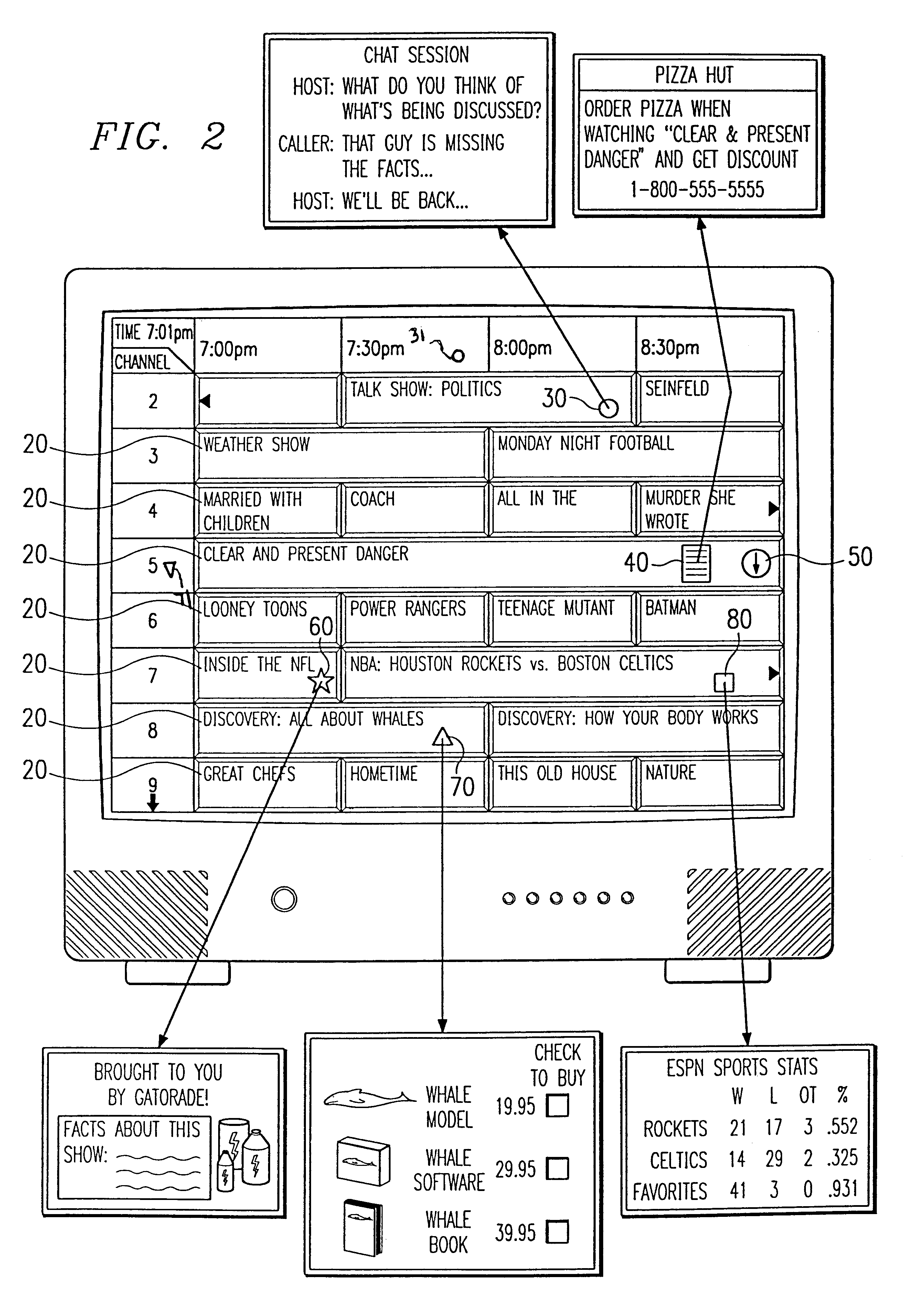 Integrated content guide for interactive selection of content and services on personal computer systems with multiple sources and multiple media presentation