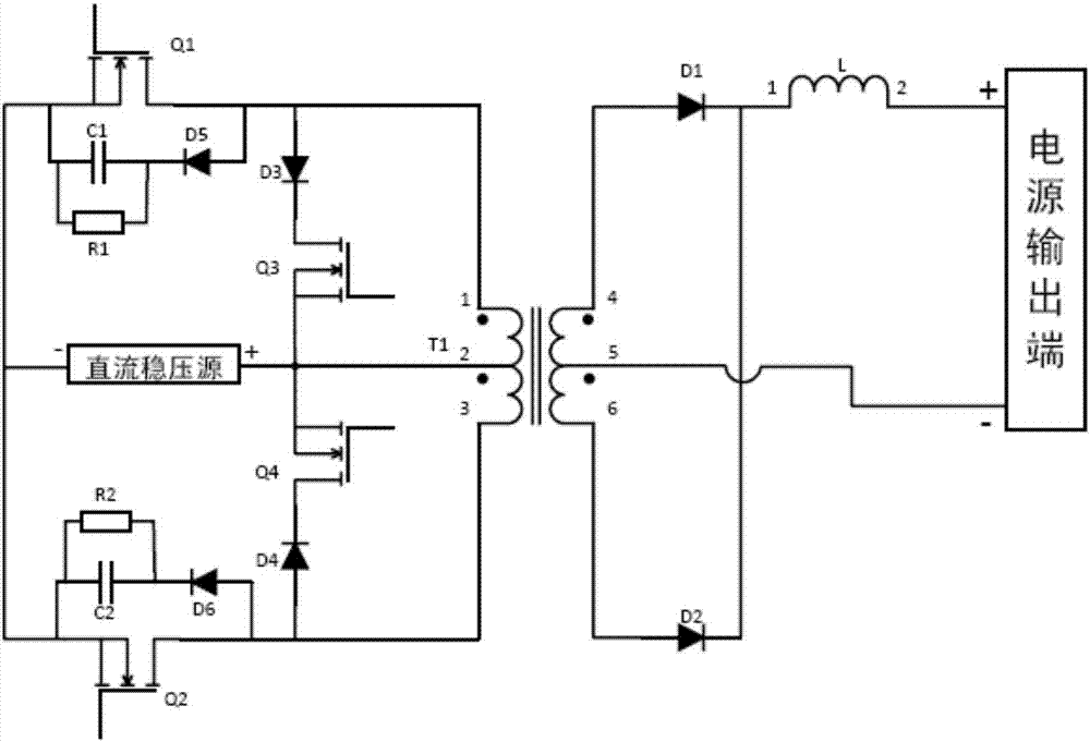 Push-pull switching power supply topological structure